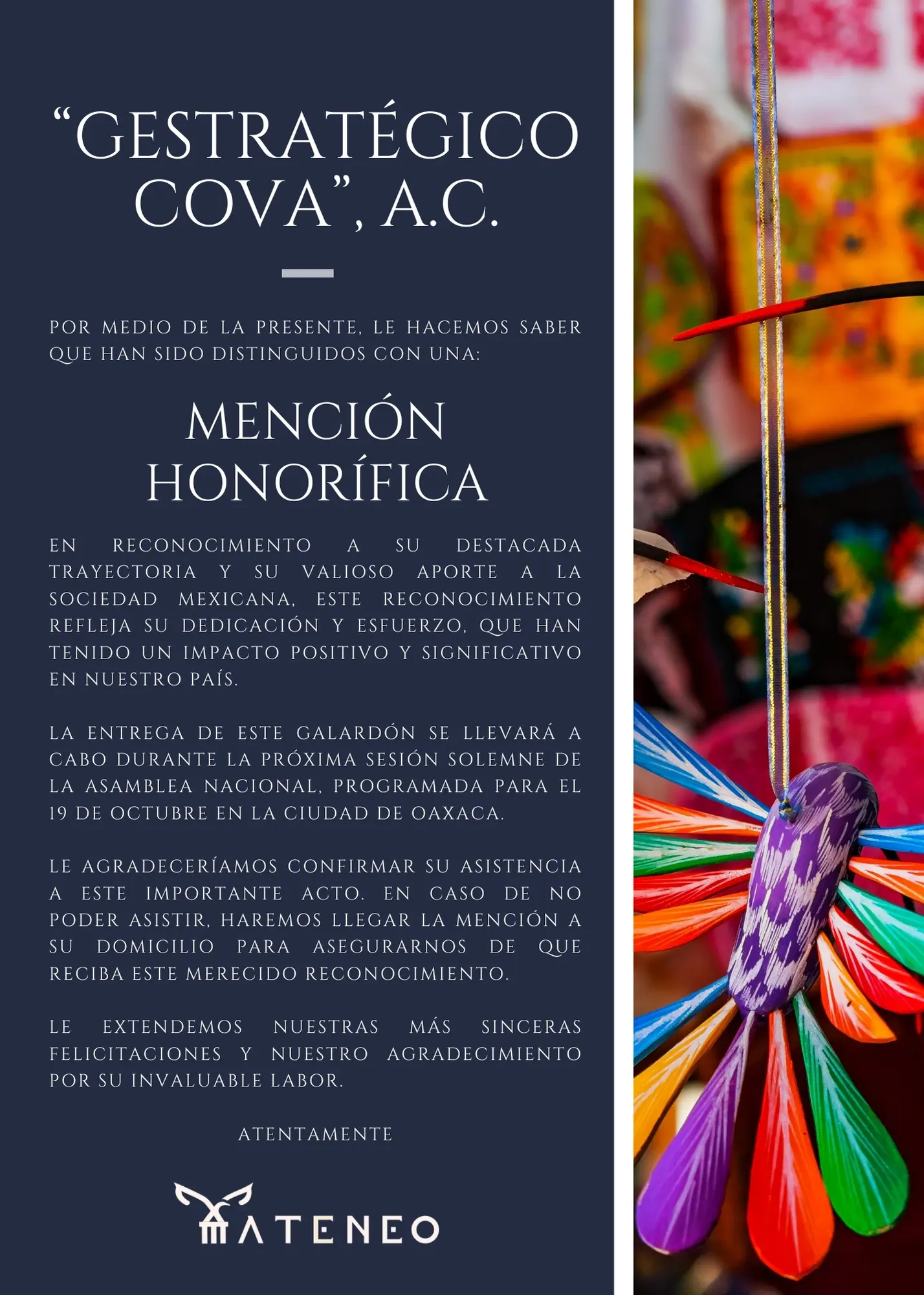 MENCIÓN HONORÍFICA COVA A.C.